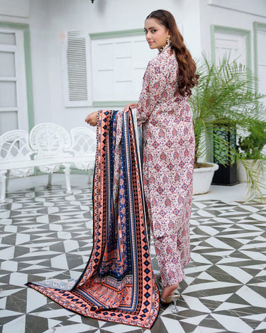 Designer Three Piece | Digital Printed Embroidered | Premium Khaddar