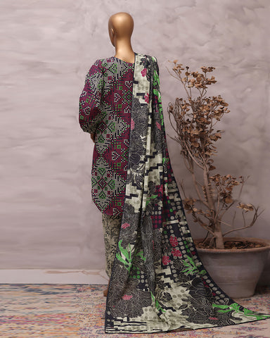 Digital Printed Three Piece | Designer "Hamna" | Soft Khaddar