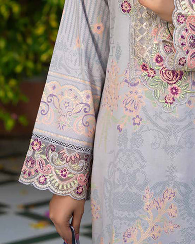 Designer Three Piece | Embroidered - Zouq 2 | Luxury Dhanak