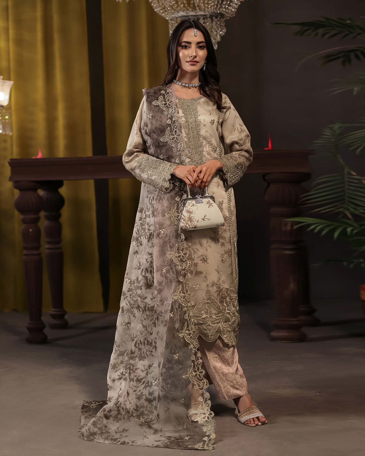 Three Piece Formals | Festive Embroidered - Jahira | Premium Organza