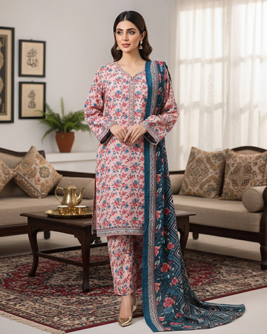 Printed Three Piece | Designer | Premium Khaddar
