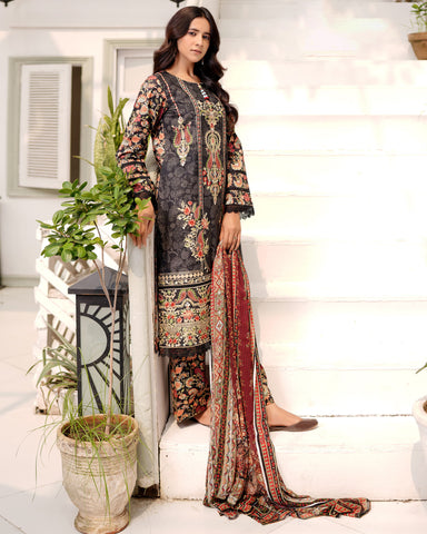 Designer Three Piece | Digital Printed Embroidered | Premium Khaddar