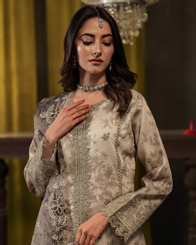 Three Piece Formals | Festive Embroidered - Jahira | Premium Organza