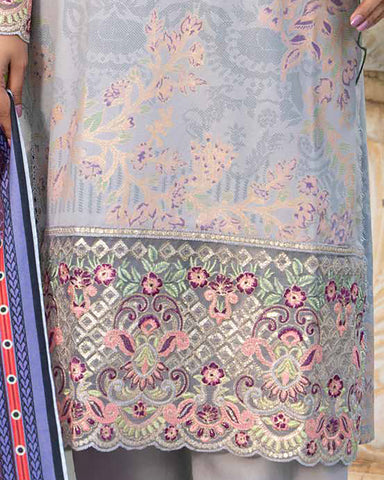 Designer Three Piece | Embroidered - Zouq 2 | Luxury Dhanak