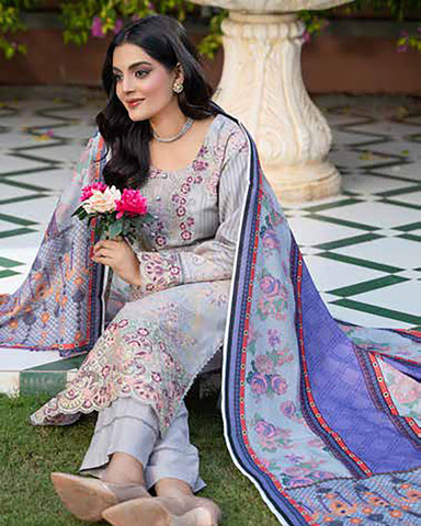 Designer Three Piece | Embroidered - Zouq 2 | Luxury Dhanak