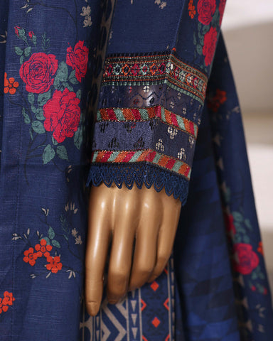 Embroidered Three Piece | Designer Printed - Malika | Winter Khaddar