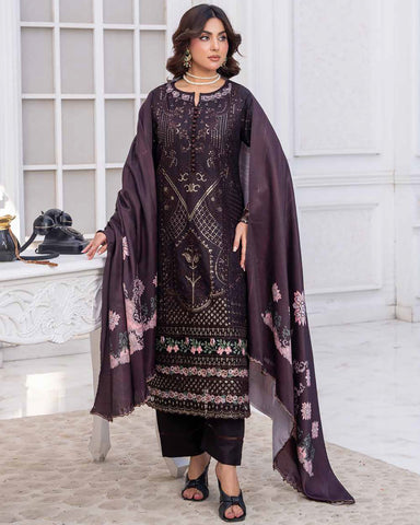 Designer Three Piece | Embroidered - Sadaf | Luxury Dhanak