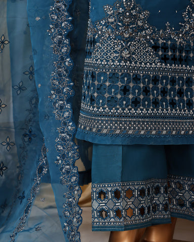 Formal Three Piece | Embroidered Festive-Falsafa | Premium Organza