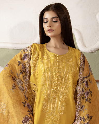 Designer Embroidered Three Piece | Elegant Style | Luxury Winter Cotton