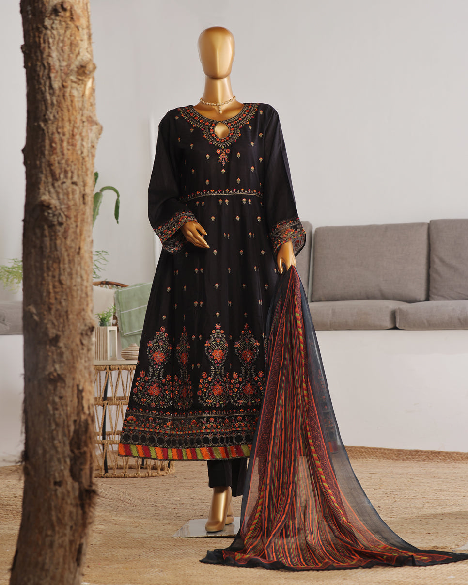 Three Piece | Fancy Embroidered Frock | Premium Jacquard