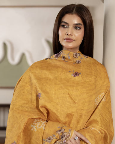 Designer Embroidered Three Piece | Elegant Style | Luxury Winter Cotton