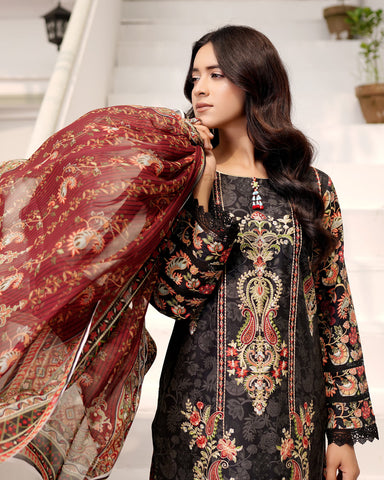 Designer Three Piece | Digital Printed Embroidered | Premium Khaddar