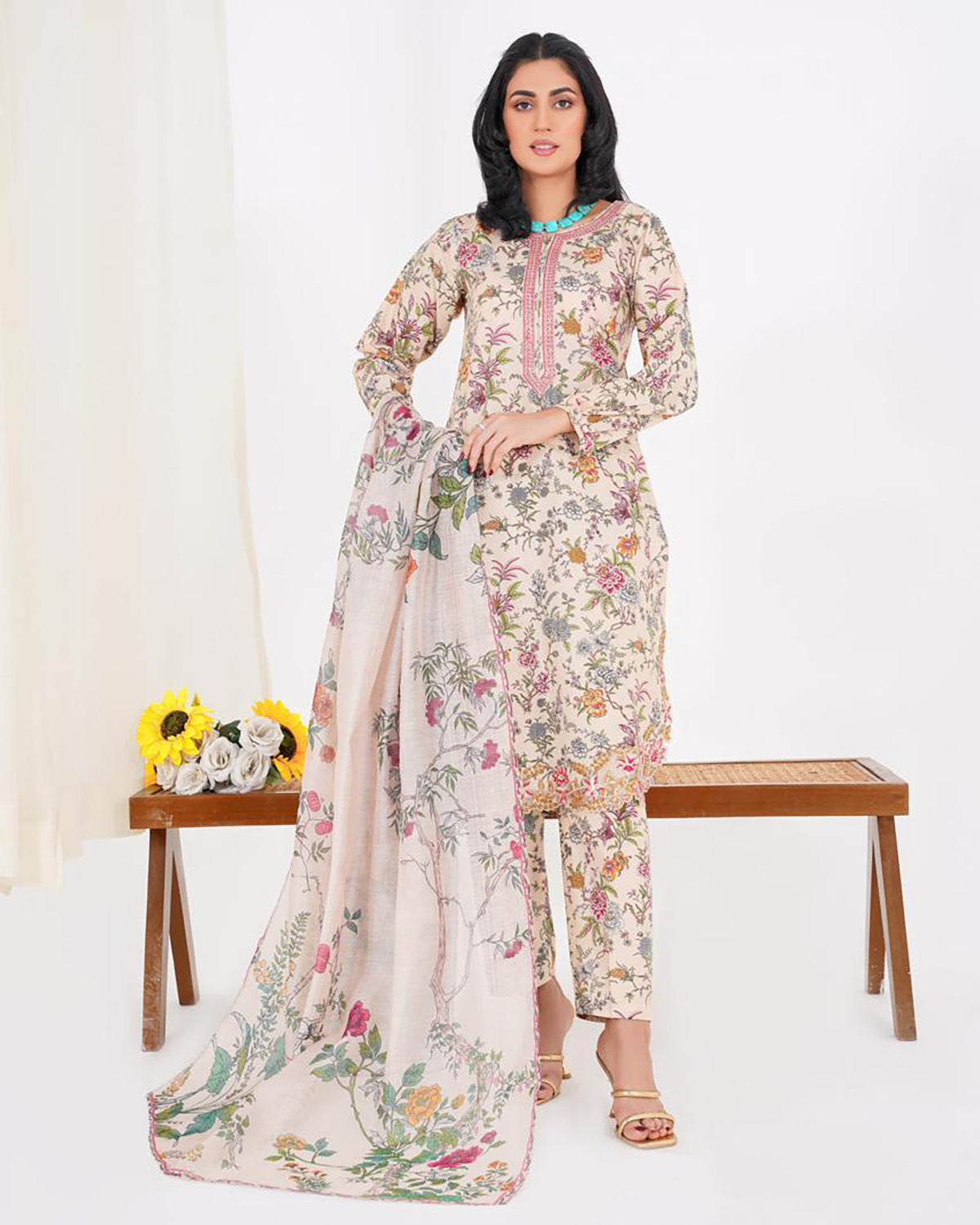 Printed Three Pieces | Embroidered-Zeenat Pret | Luxury Lawn