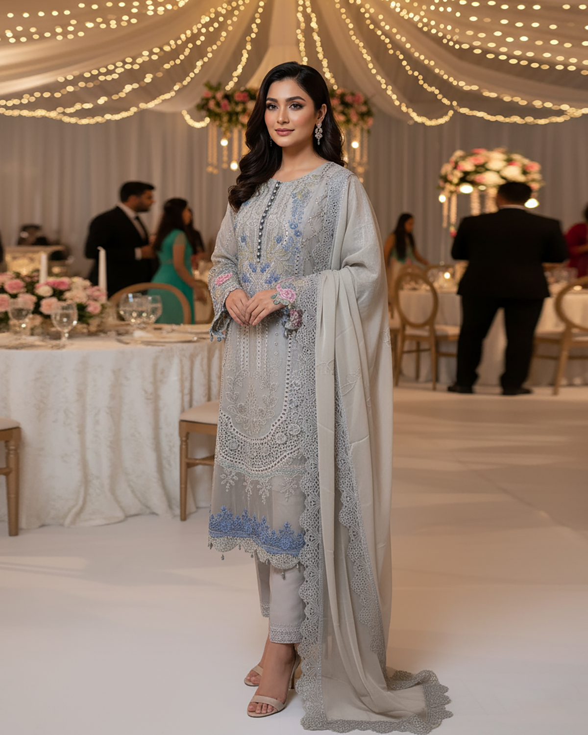 Three Piece Formals | Festive Embroidered - Event Special | Premium Organza