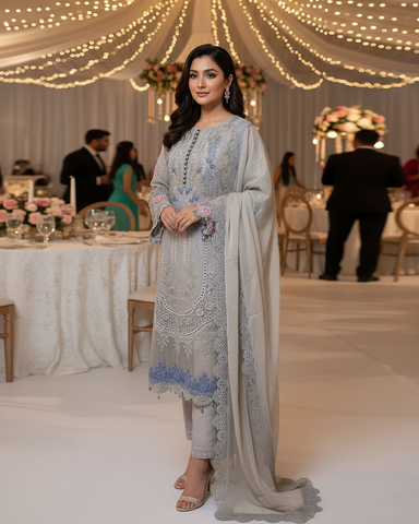 Three Piece Formals | Festive Embroidered - Event Special | Premium Organza