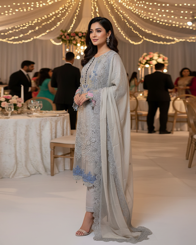 Three Piece Formals | Festive Embroidered - Event Special | Premium Organza