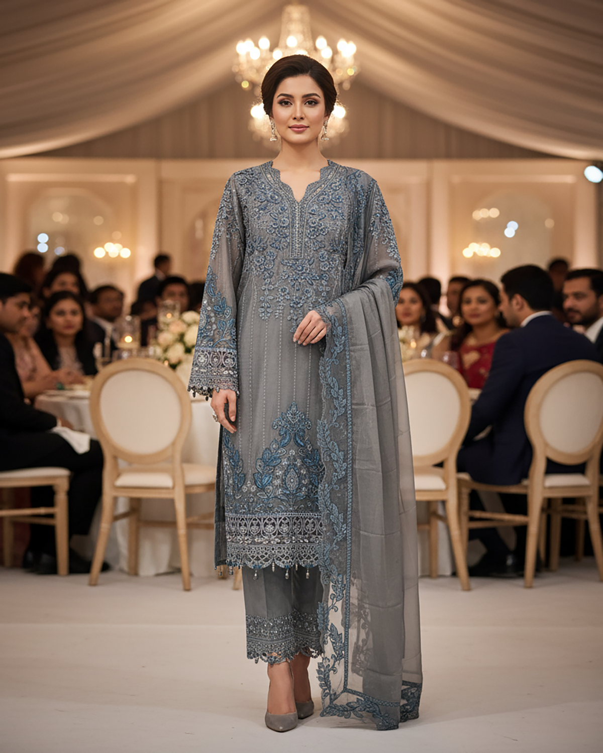 Three Piece Formals | Festive Embroidered - Event Special | Premium Organza