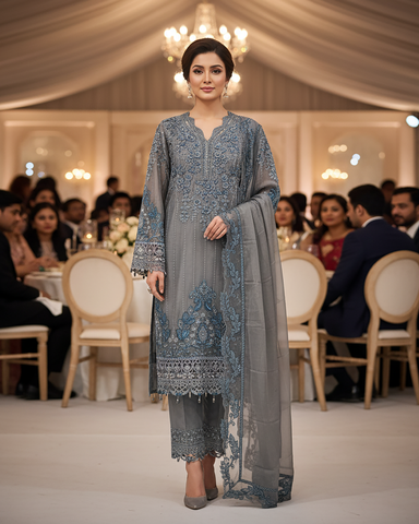 Three Piece Formals | Festive Embroidered - Event Special | Premium Organza