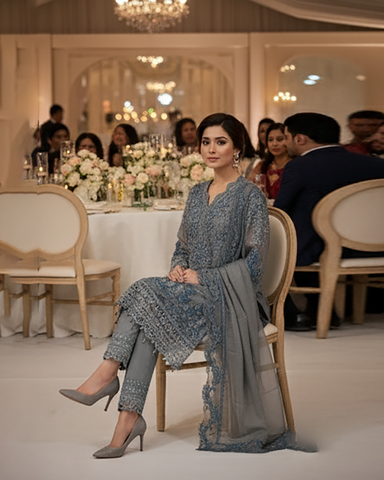 Three Piece Formals | Festive Embroidered - Event Special | Premium Organza
