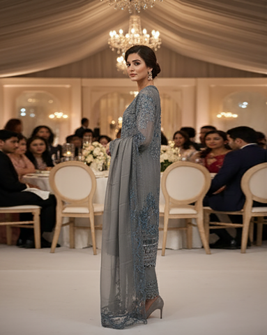 Three Piece Formals | Festive Embroidered - Event Special | Premium Organza