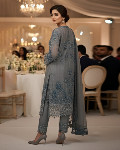 Three Piece Formals | Festive Embroidered - Event Special | Premium Organza