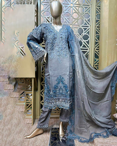 Three Piece Formals | Festive Embroidered - Event Special | Premium Organza