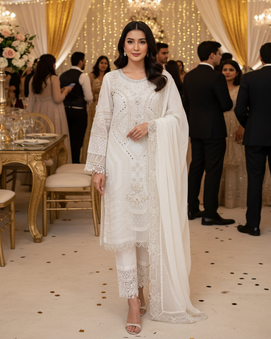 Three Piece Formals | Festive Embroidered - Event Special | Premium Organza