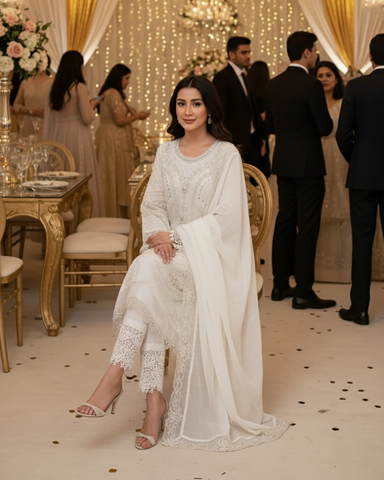 Three Piece Formals | Festive Embroidered - Event Special | Premium Organza