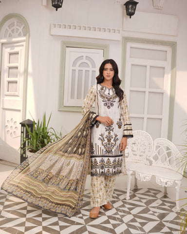 Designer Three Piece | Digital Printed Embroidered | Premium Khaddar