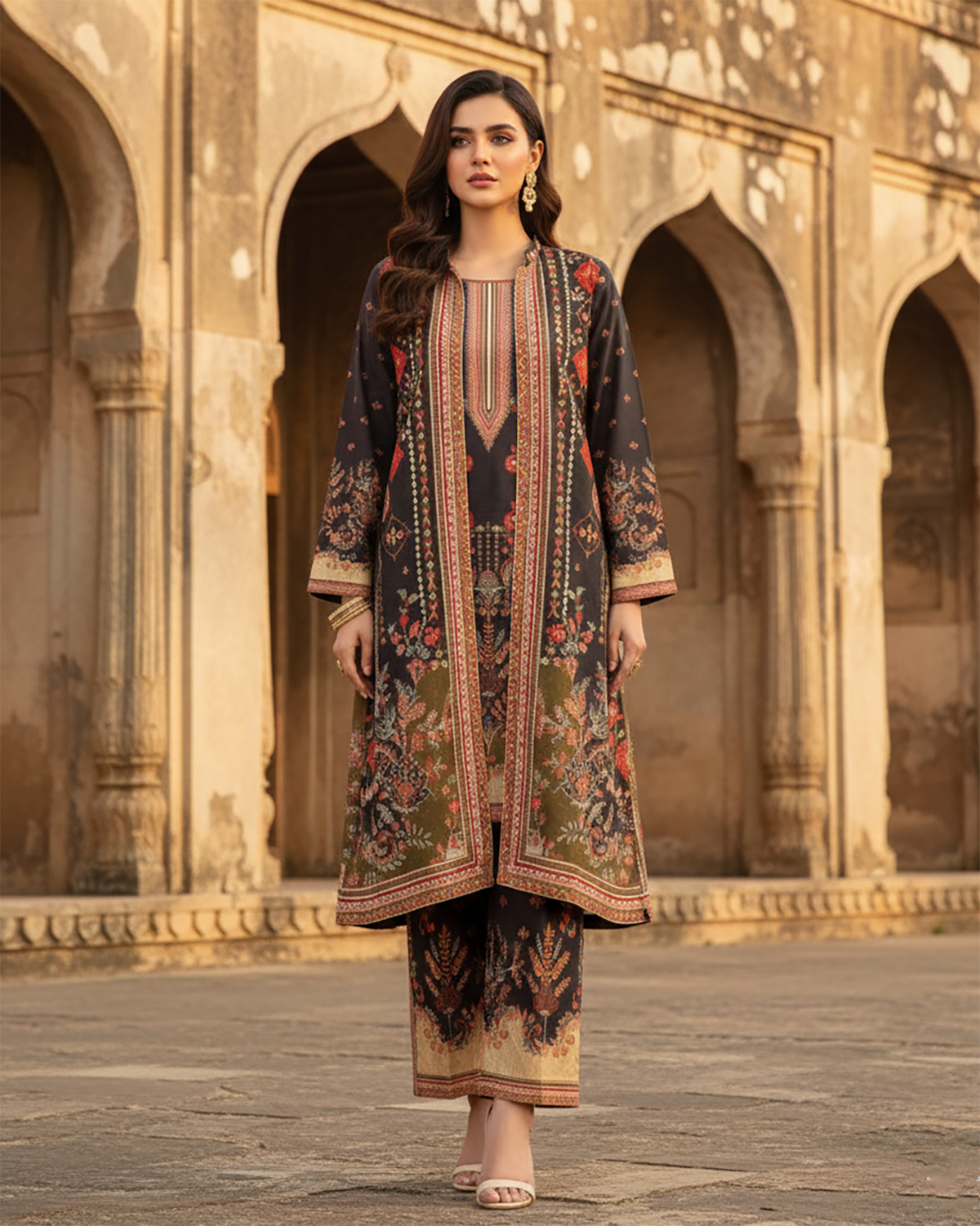Digital Printed Two Piece | Gown-Inner-Bottom | Fusion-II | Khaddar