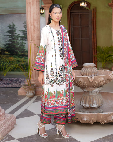 Embroidered Three Piece | Neck Patched Vol-V | Premium Luxury Lawn