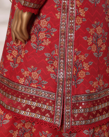 Embroidered Three Piece | Designer Printed - Malika | Winter Khaddar