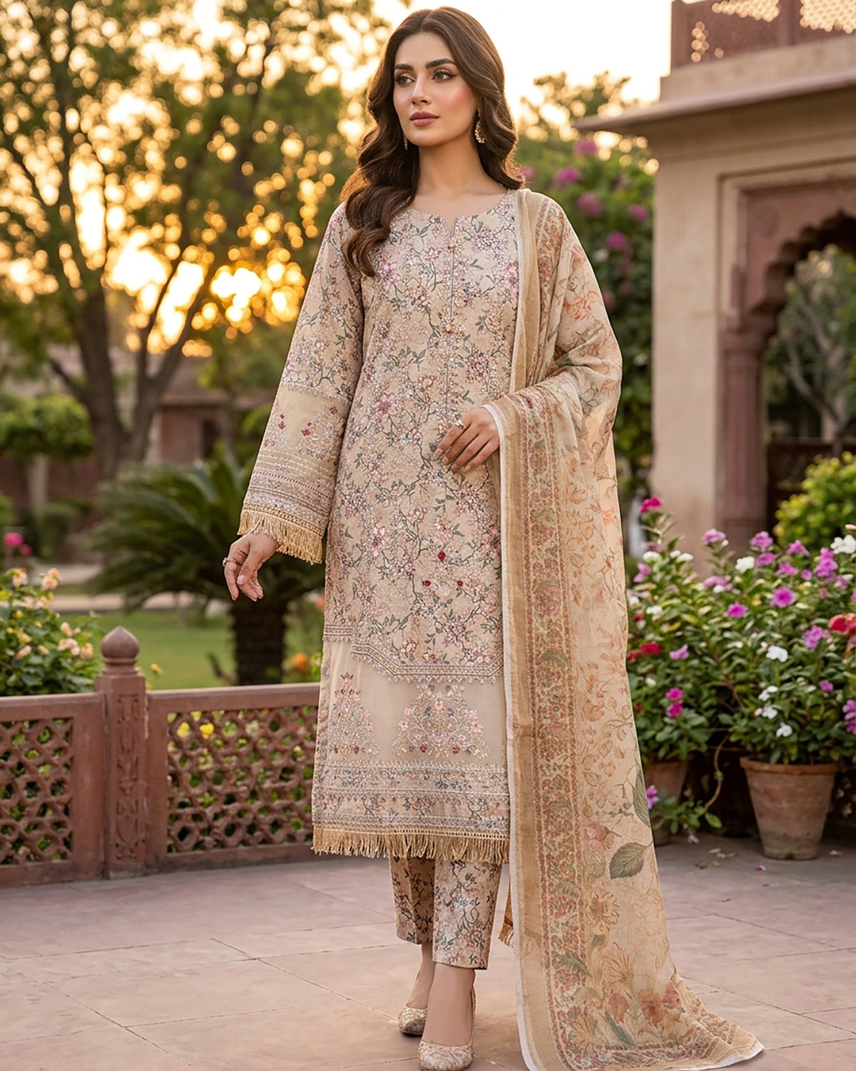 Designer Three Piece | Embroidered - Printicious-II | Cambric Cotton