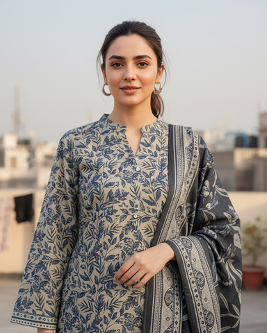 Printed Three Piece | Designer | Premium Khaddar