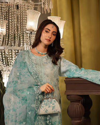 Three Piece Formals | Festive Embroidered - Jahira | Premium Organza