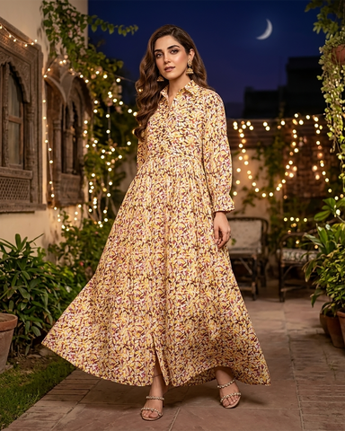 Designer Long Maxis | Printed Floral - Hania Series | Premium Lawn