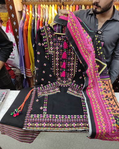 Designer Three Piece | Chilli Milli | Khaddar / Winter Cotton