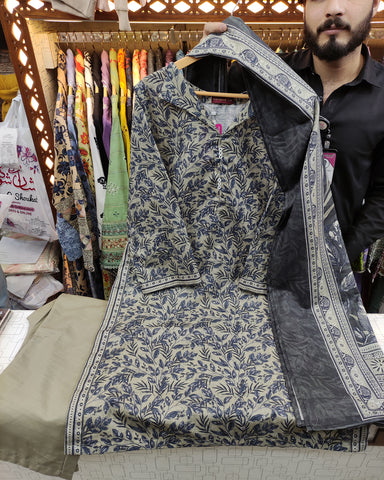Printed Three Piece | Designer | Premium Khaddar