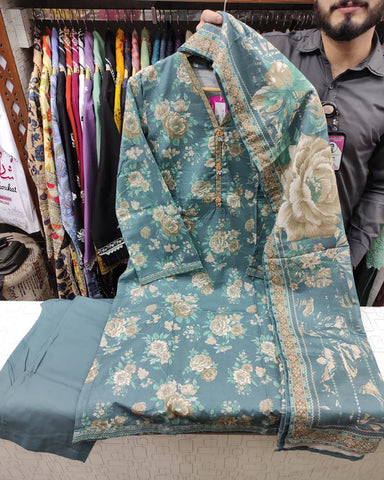 Printed Three Piece | Designer | Premium Khaddar