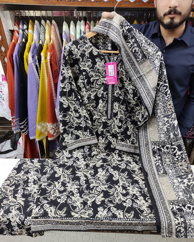 Printed Three Piece | Designer | Premium Khaddar