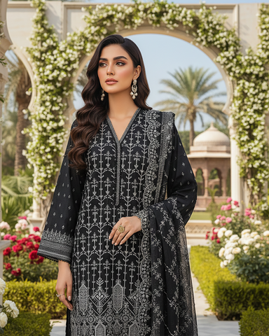 Three Piece Formals | Embroidered - White & White - Eid Special | Premium Lawn