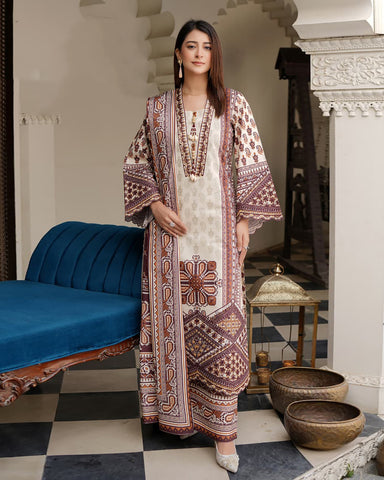 Designer Three Piece | Rangni Embroidered Series | Winter Cotton