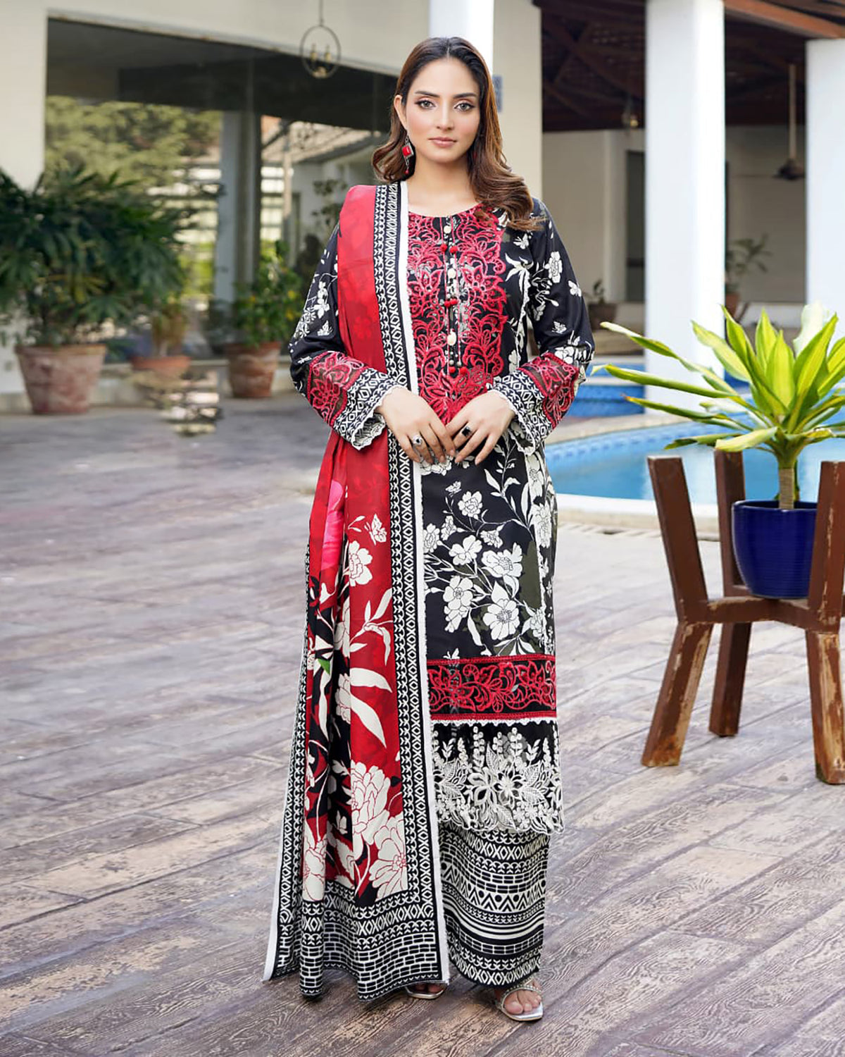 Embroidered Three Piece | Khushbu Printed Series | Luxury Winter Cotton