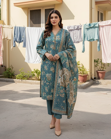 Printed Three Piece | Designer | Premium Khaddar