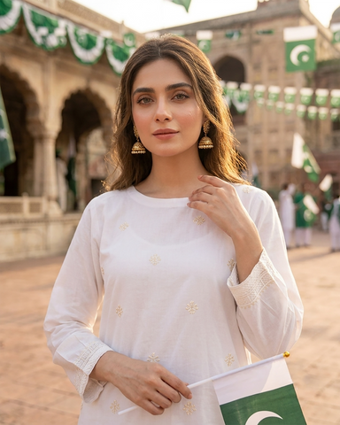 Designer Embroidered Shirt | Azadi Special | Cotton Lawn