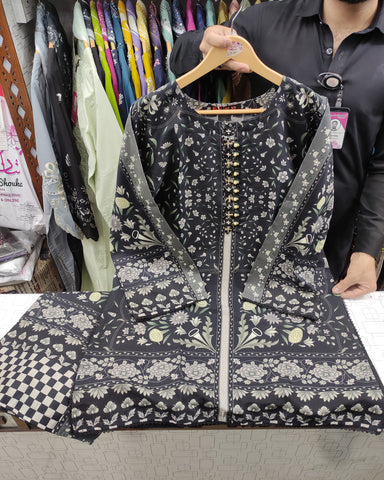 Designer CoOrds Two Piece | Digital Embroidered Prints | Soft Corduroy