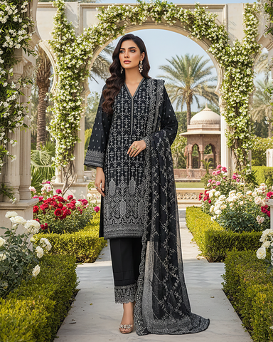Three Piece Formals | Embroidered - White & White - Eid Special | Premium Lawn