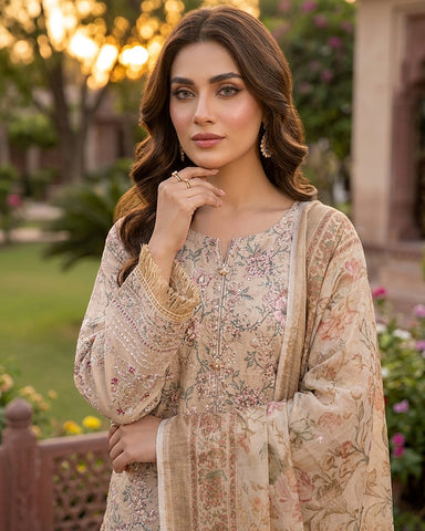 Designer Three Piece | Embroidered - Printicious-II | Cambric Cotton