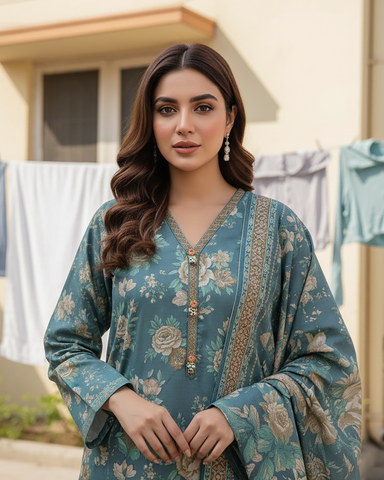 Printed Three Piece | Designer | Premium Khaddar