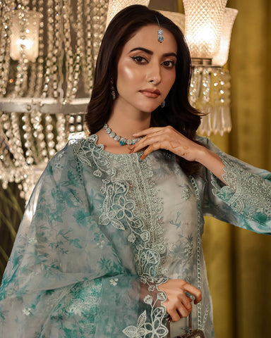 Three Piece Formals | Festive Embroidered - Jahira | Premium Organza